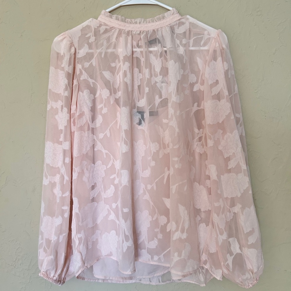 White House Black Market Sheer Floral Top with Tank NWT